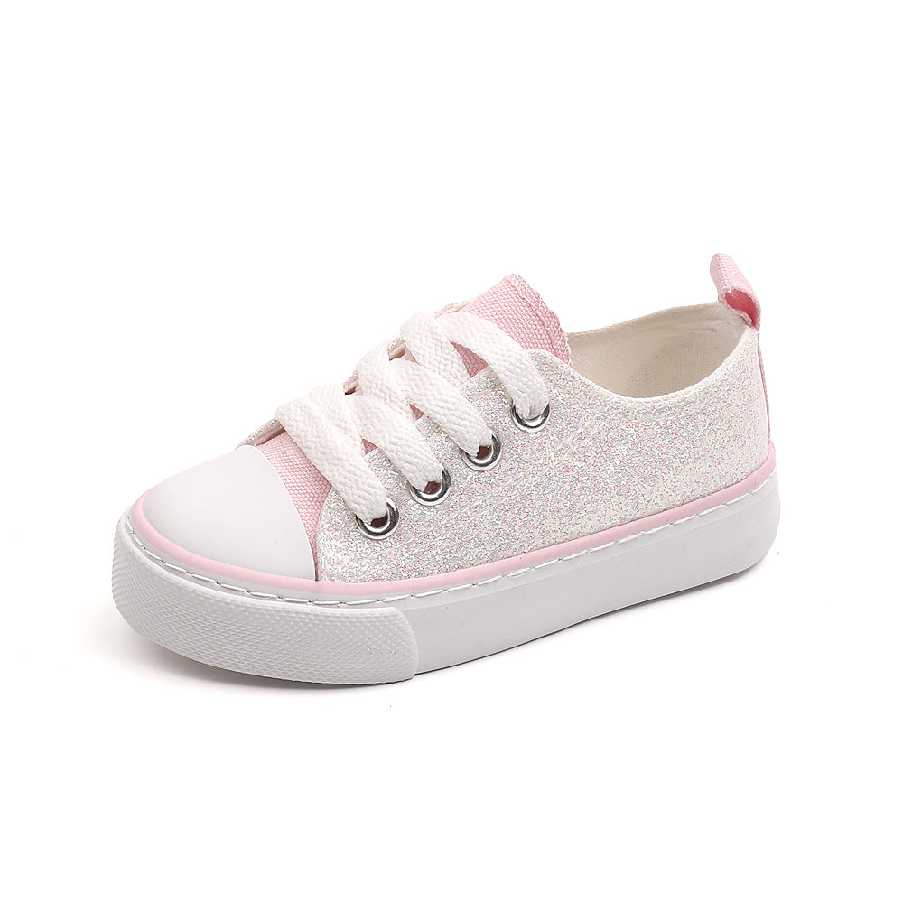 6901 - Glitter White | Kids canvas shoes