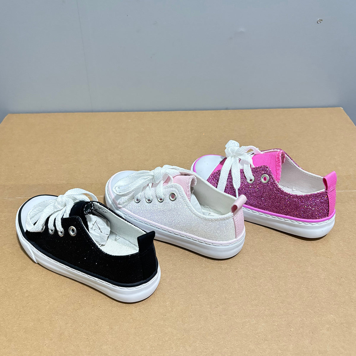 6901 - Glitter White | Kids canvas shoes