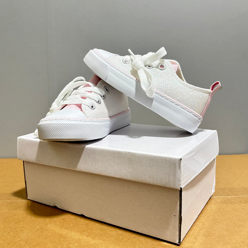 6901 - Glitter White | Kids canvas shoes